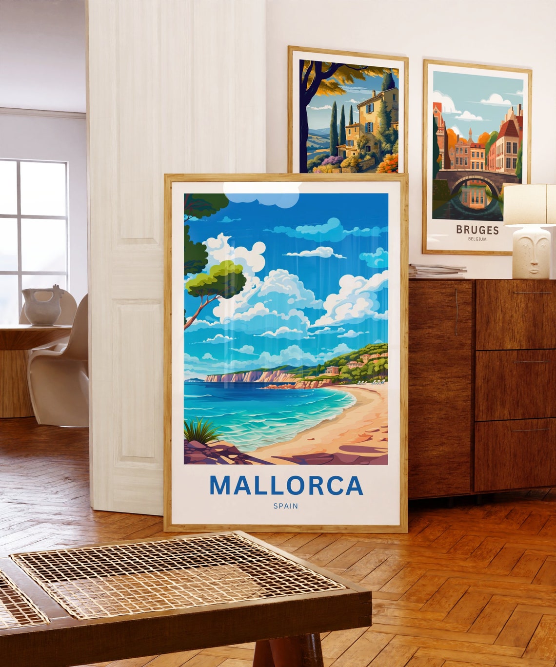 Mallorca Spain Beach Cliffs Golden Sand Custom Travel Poster - Image 5