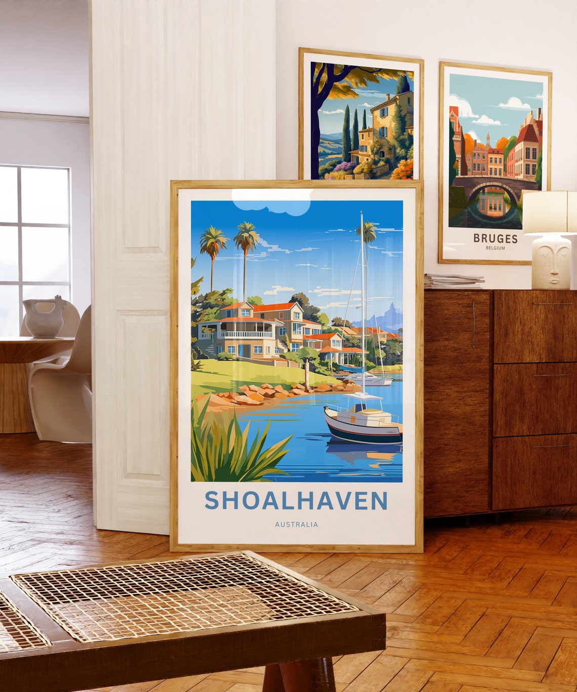 Personalized Shoalhaven Australia Riverside Boats Travel Poster - Image 5