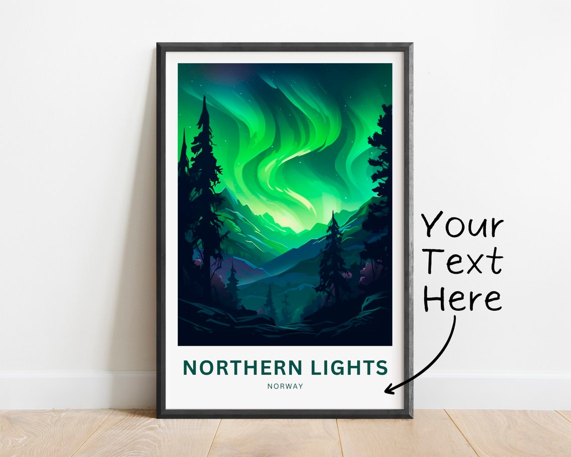 Northern Lights Norway Personalized Aurora Night Sky Travel Poster