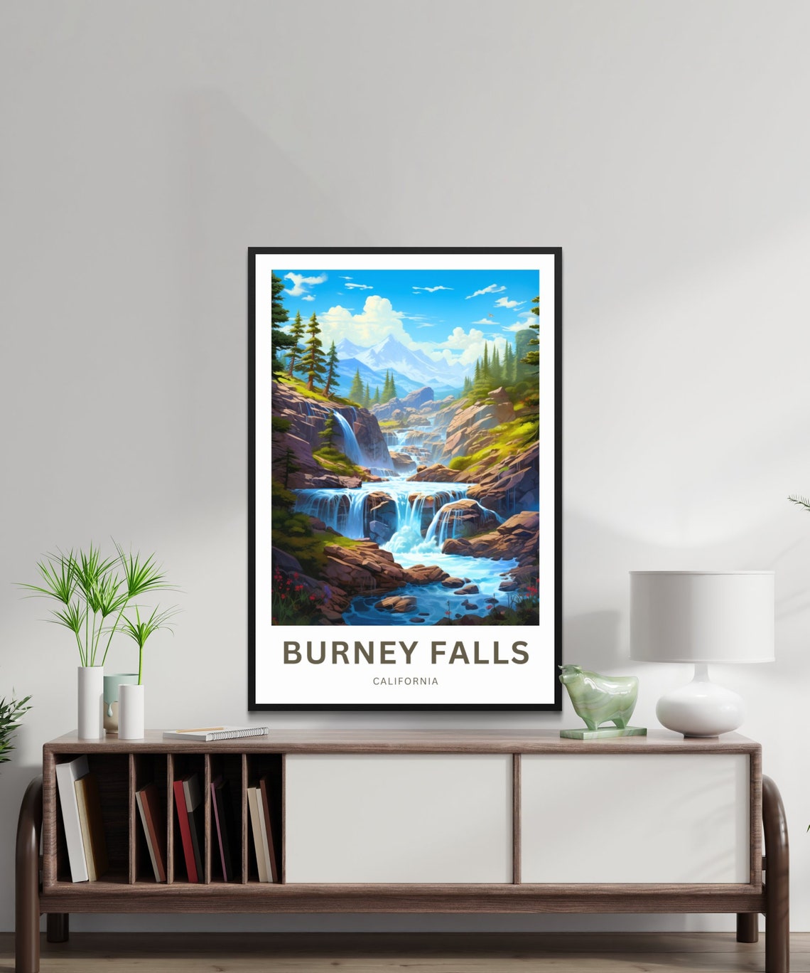 Personalized Burney Falls California Tiered Waterfall Forest Poster - Image 2