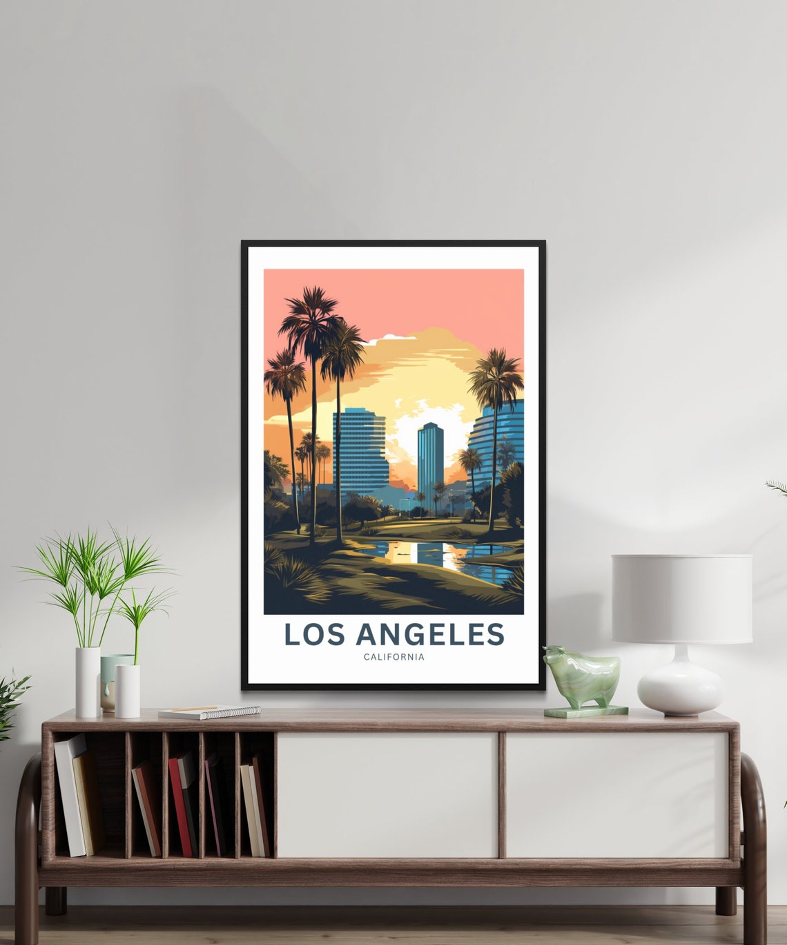 Personalized Los Angeles Sunset Palms Skyline Dramatic Poster - Image 2