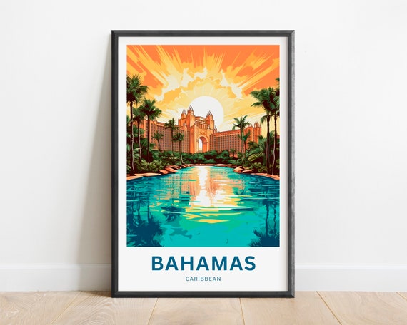 Bahamas Travel Print Bahamas Poster Caribbean Wall Art Framed Present Gift Caribbean Present