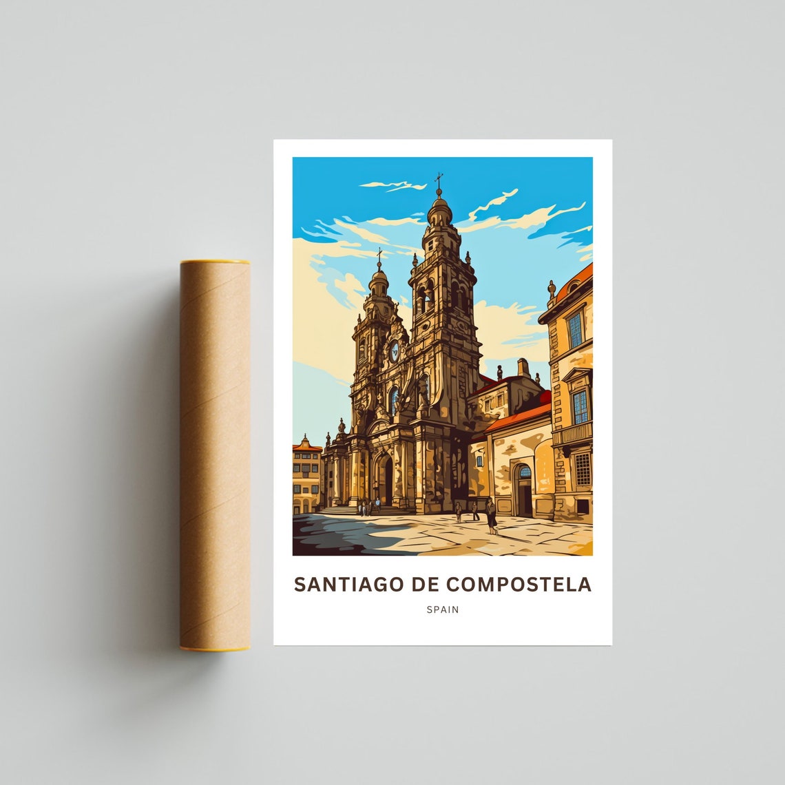 Santiago de Compostela Spain Cathedral Plaza Square Travel Poster - Image 4
