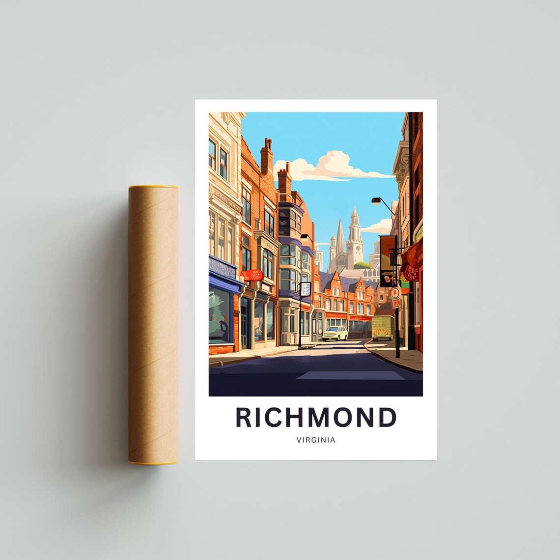 Richmond Virginia Historic Brick Street Church Towers Travel Poster - Image 4