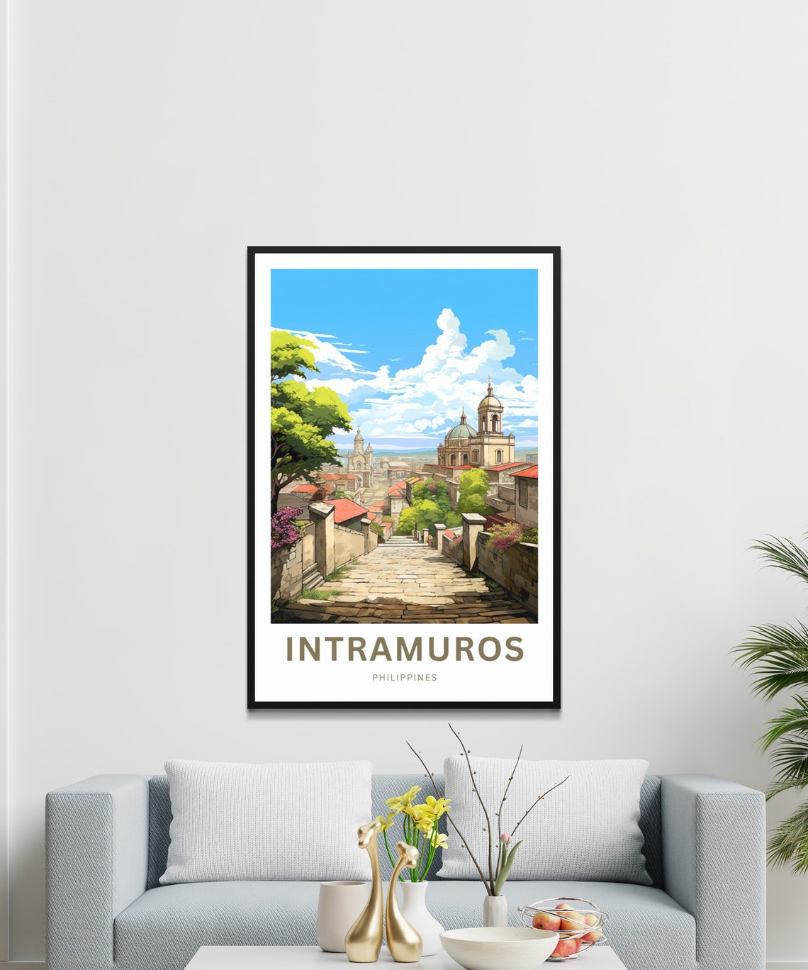 Intramuros Philippines Colonial Cobblestone Street Personalized Poster - Image 2