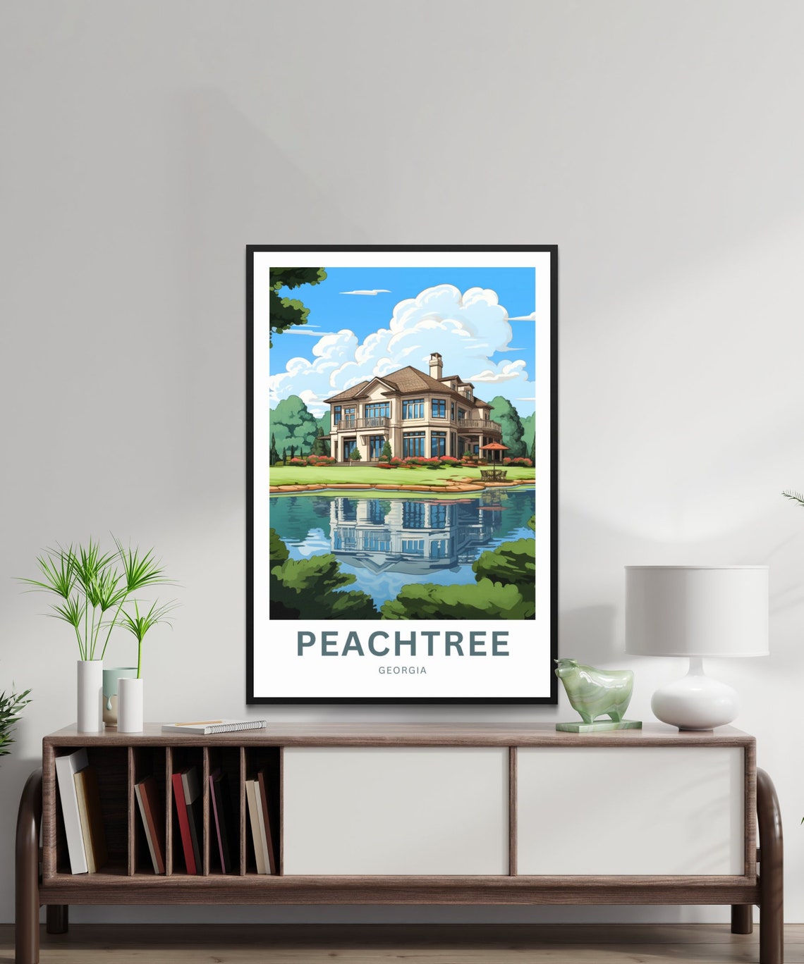 Peachtree Georgia Lakeside Home Vintage Travel Poster Southern Charm - Image 2