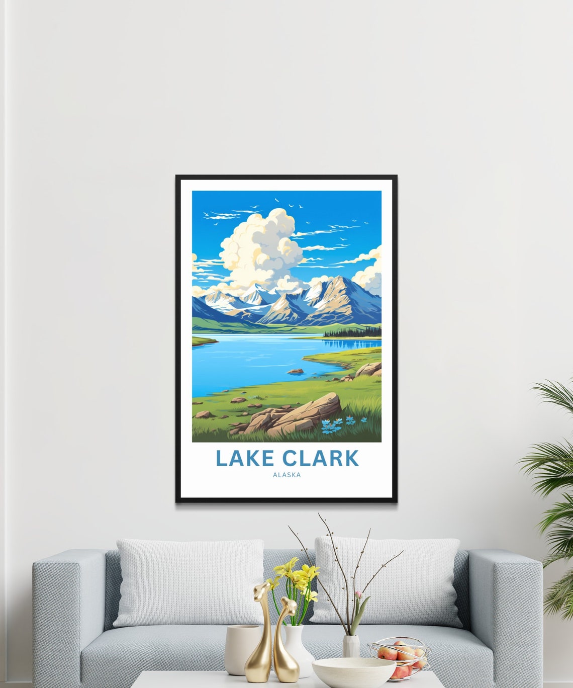 Lake Clark Alaska Blue Lake Peaks Wilderness Personalized Poster - Image 2