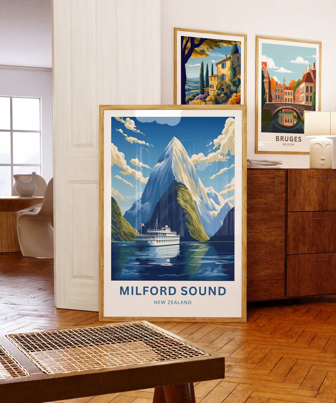 Milford Sound New Zealand Mitre Peak Cruise Ship Travel Poster - Image 5