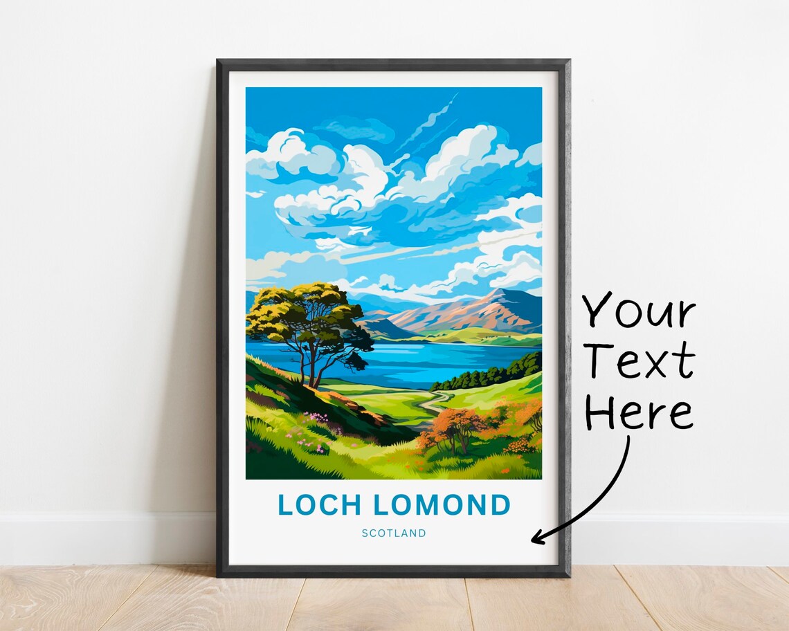 Loch Lomond Scotland Lake Hills Trees Mountain Travel Poster