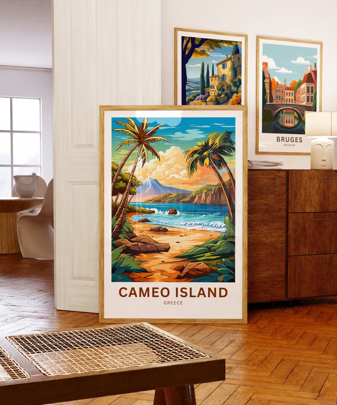 Cameo Island Greece Custom Tropical Volcano Beach Travel Poster - Image 5