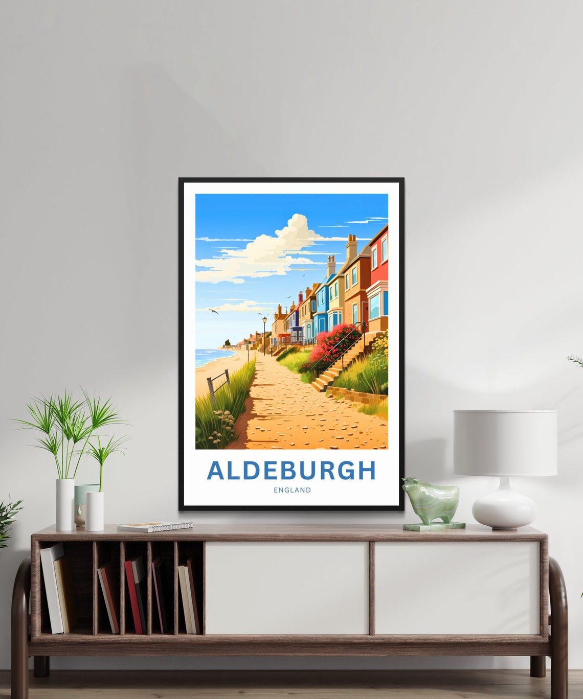 Aldeburgh England Beach Path Coastal Houses Personalized Travel Poster - Image 2