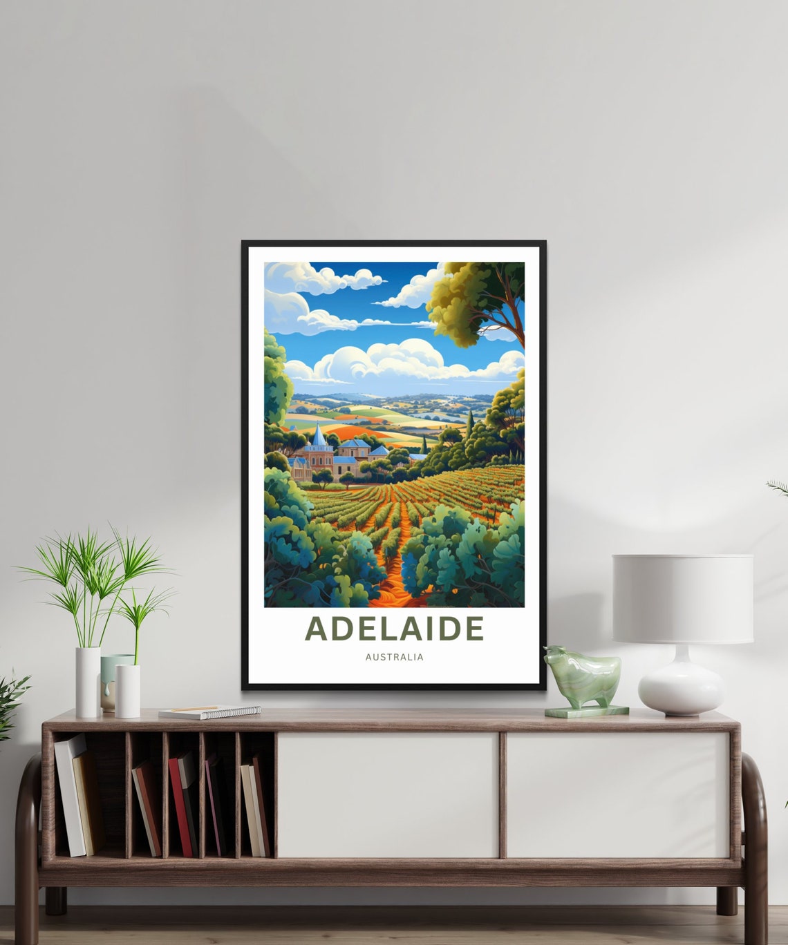 Personalized Adelaide Australia Vineyard Rows Vintage Travel Poster - Image 2