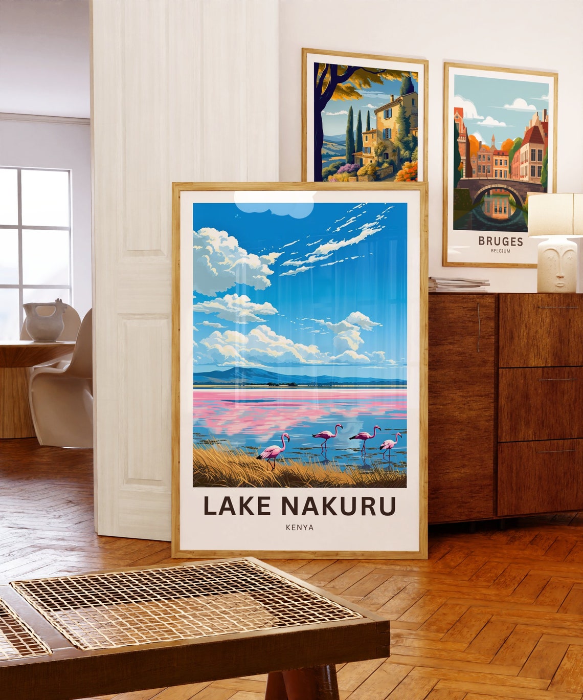 Lake Nakuru Kenya Personalized Flamingo Flock Lake Scene Poster - Image 5