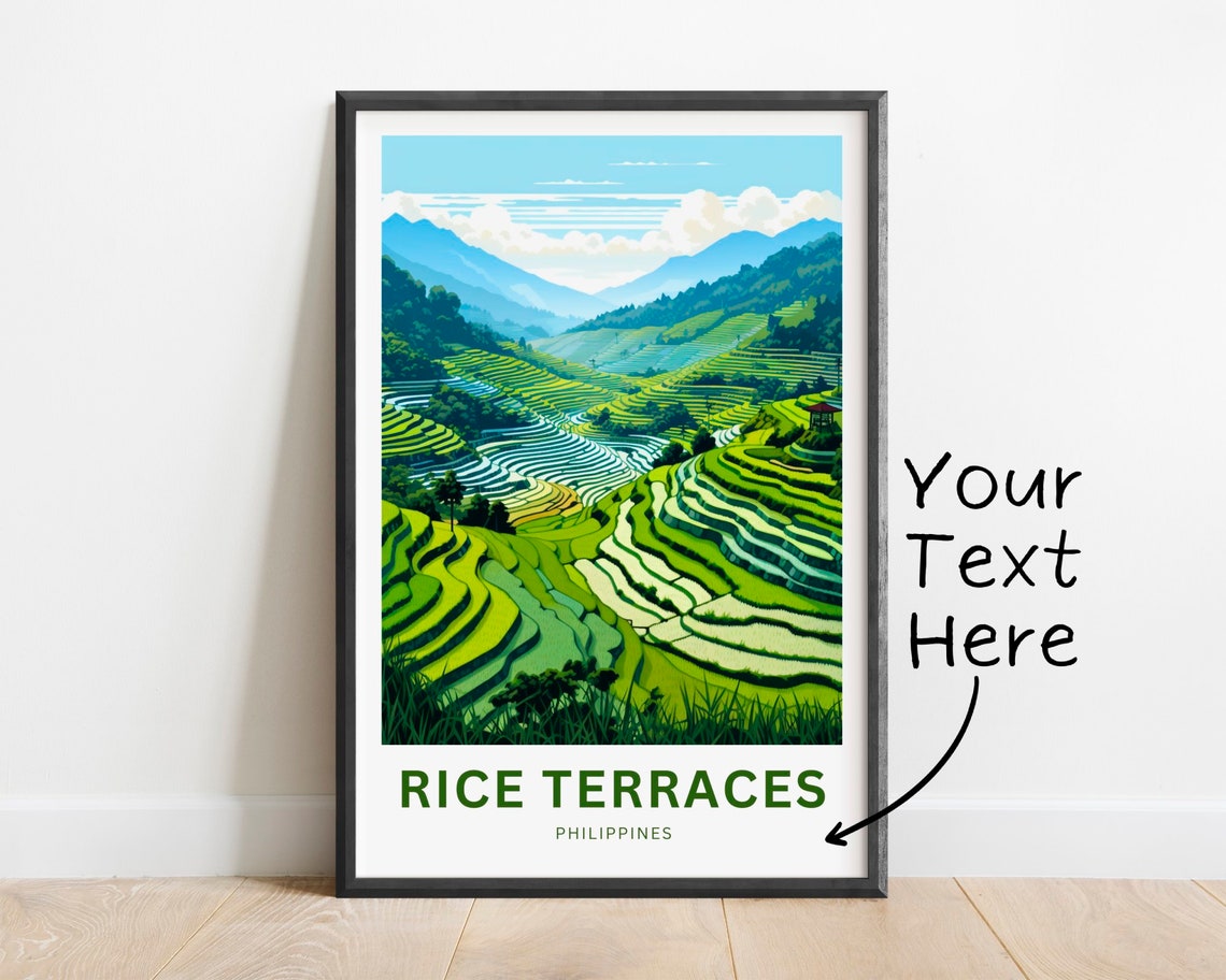 Personalized Philippines Rice Terraces Custom Text Travel Poster