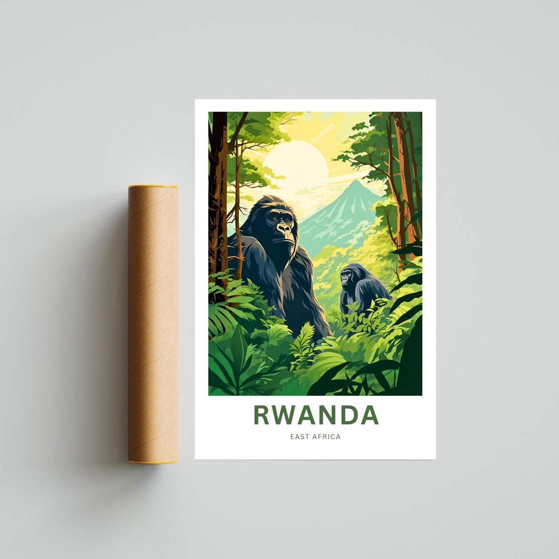 Rwanda Gorilla Pair Jungle East Africa Personalized Travel Poster - Image 4