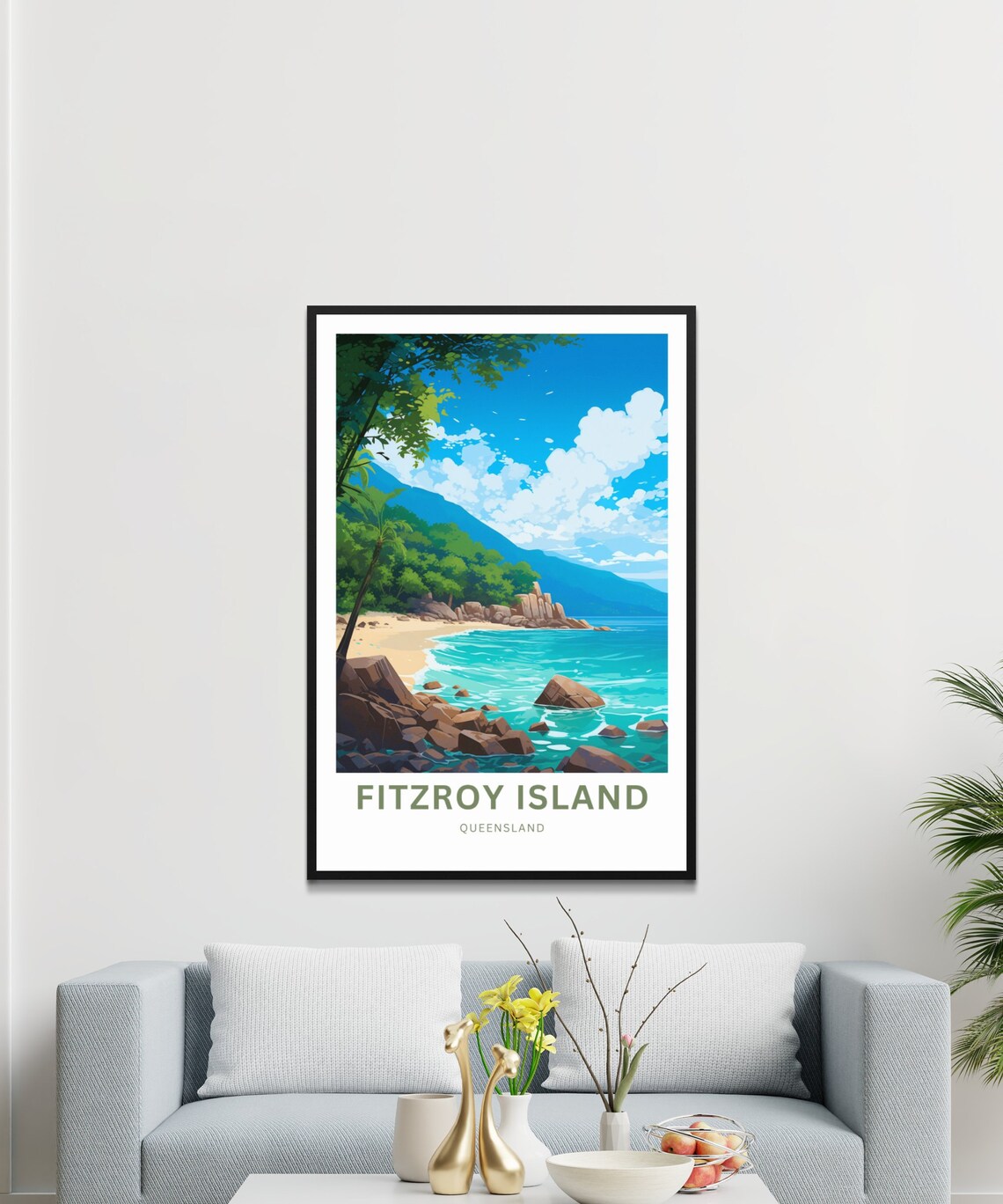 Personalized Fitzroy Island Queensland Turquoise Bay Travel Poster - Image 3