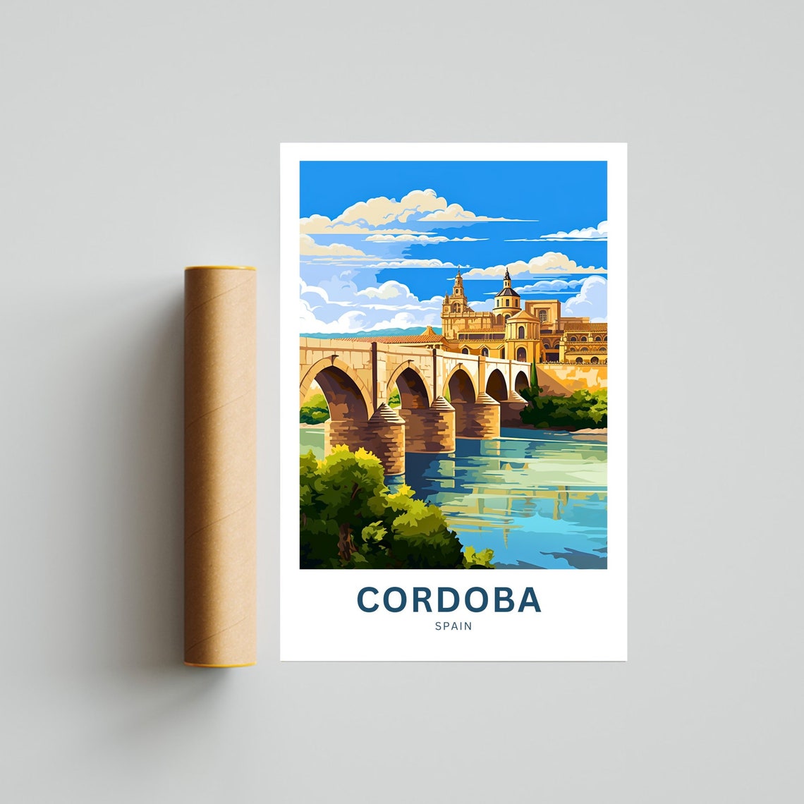 Cordoba Spain Roman Bridge Historic Old Town River View Poster - Image 4