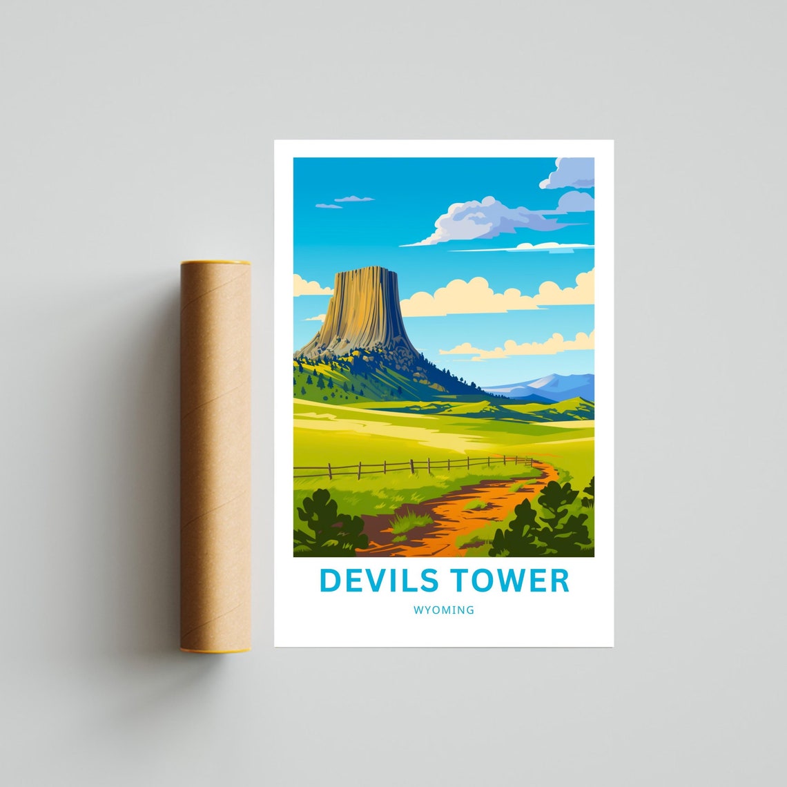 Personalized Devils Tower Wyoming Monument Prairie Custom Poster - Image 4