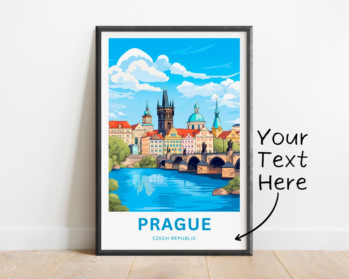 Prague Czech Republic Charles Bridge Skyline Personalized Poster