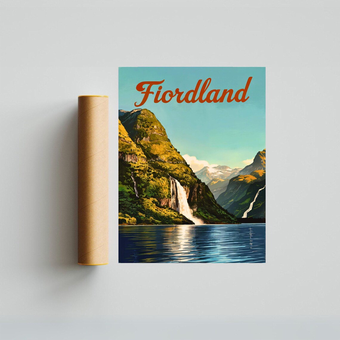 Fiordland Vintage Travel Poster Fiordland Print New Zealand Wall Art Framed Present Gift New Zealand Present - Image 4