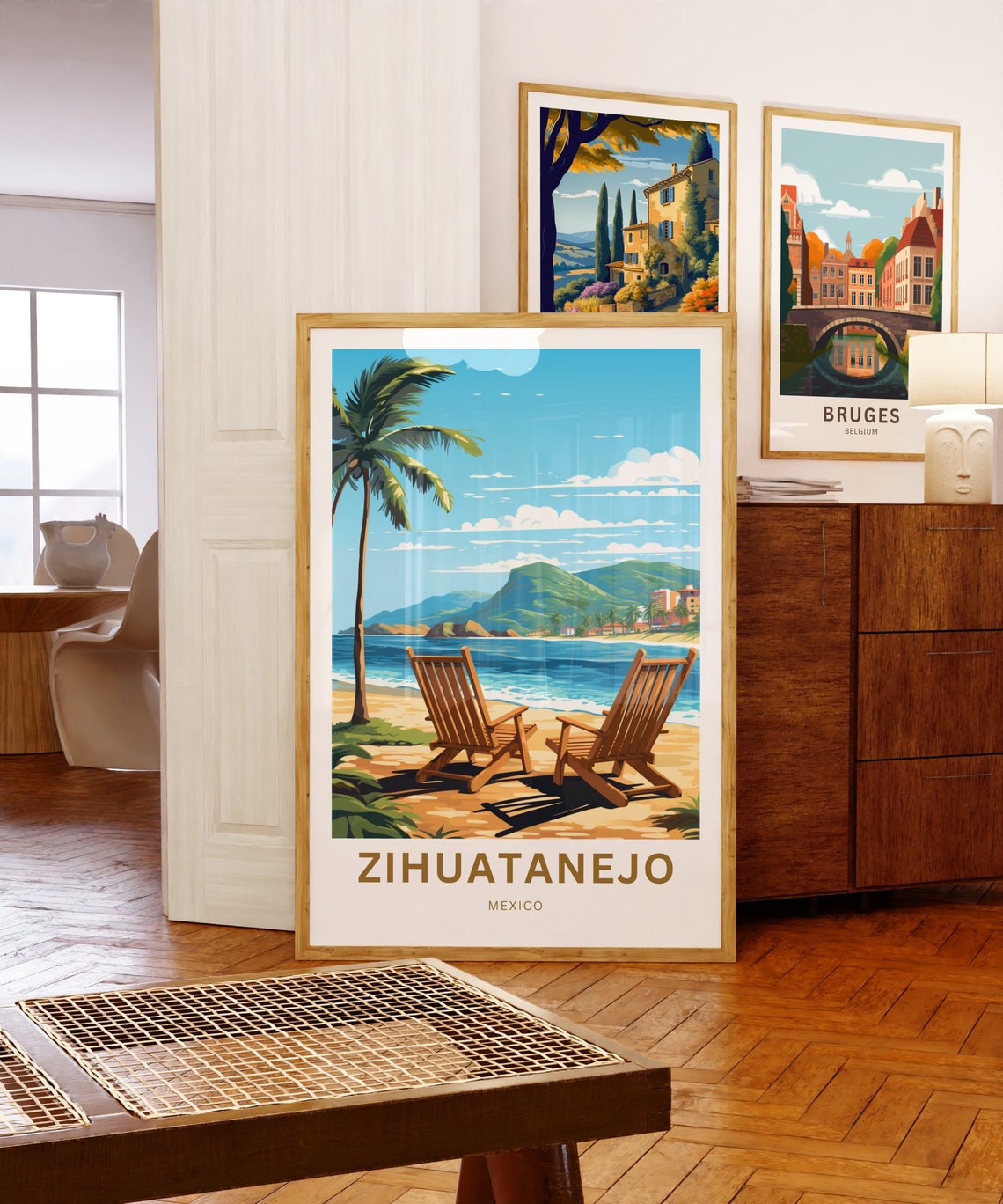 Personalized Zihuatanejo Mexico Beach Bay Mountain View Poster - Image 5