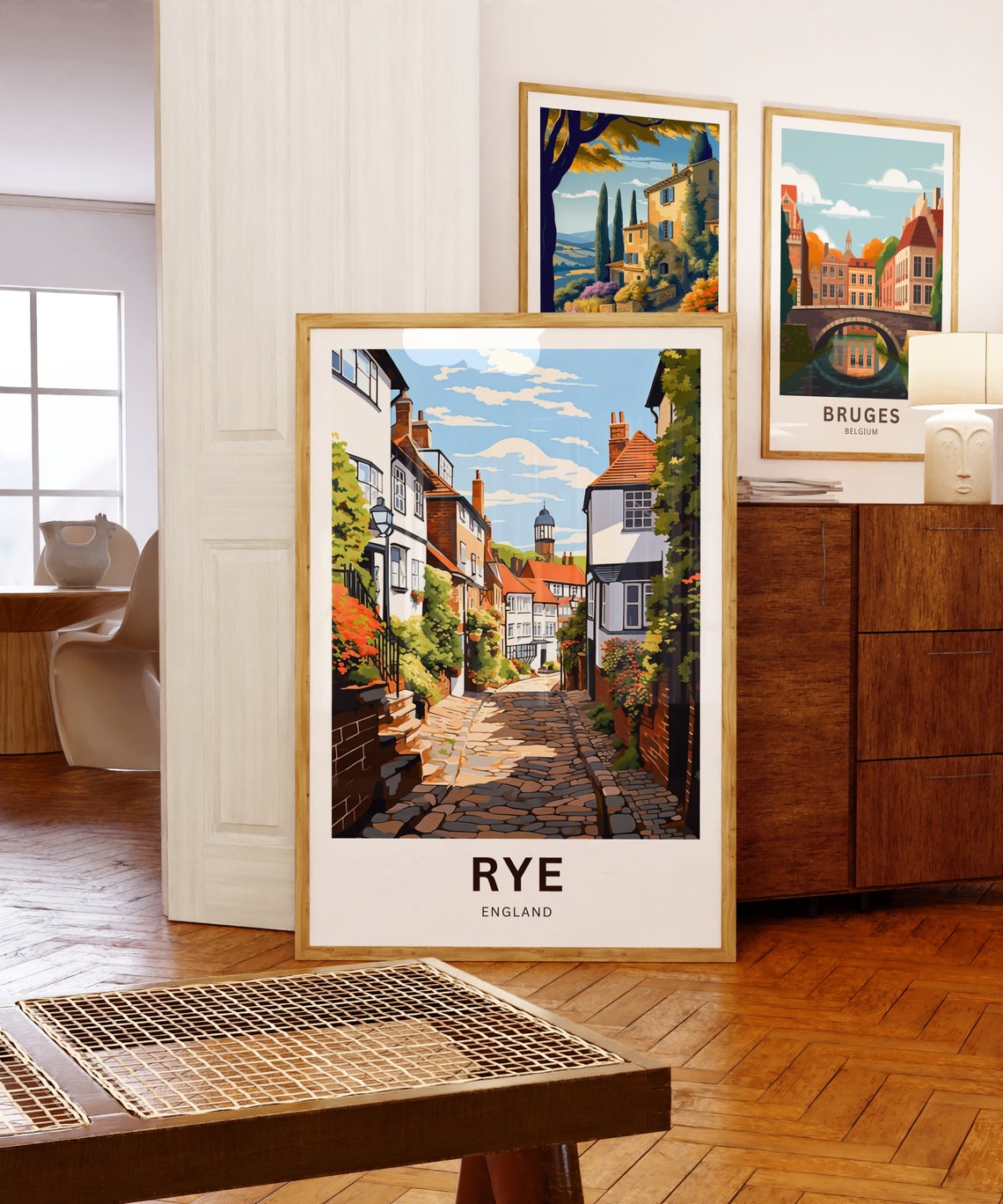Rye England Historic Cobblestone Lane Illustrated Travel Poster - Image 5