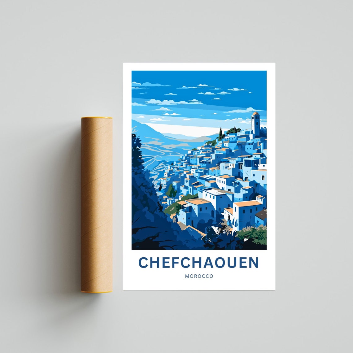 Chefchaouen Travel Print Chefchaouen Poster Morocco Wall Art Framed Present Gift Morocco Present - Image 4