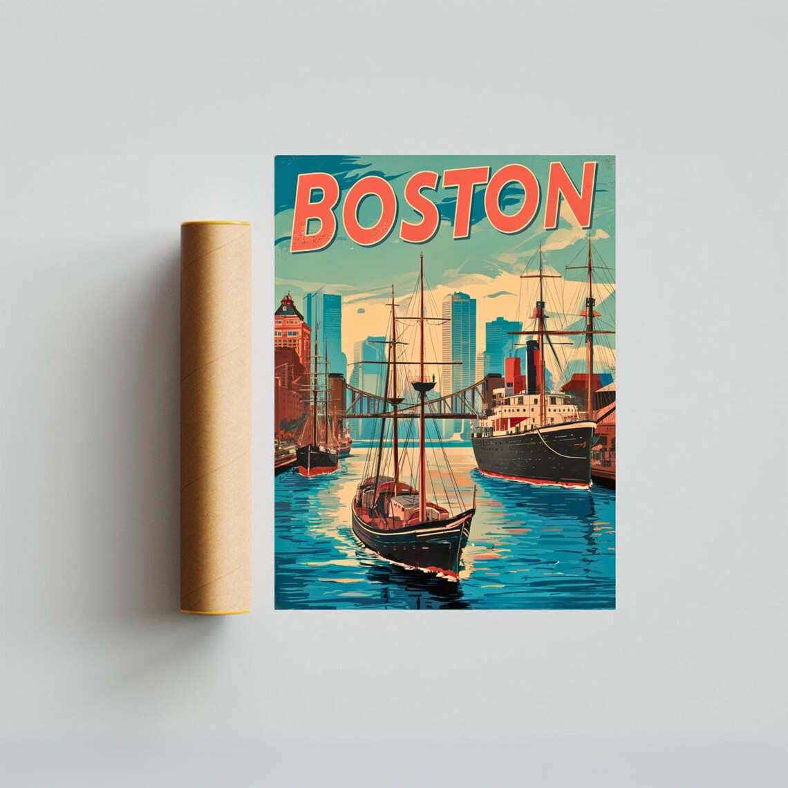Boston Vintage Travel Poster, United States Art Print - Image 3