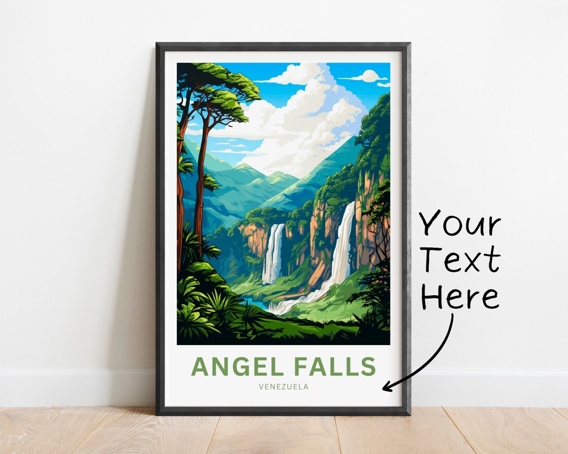 Angel Falls Venezuela Jungle Waterfalls Scene Personalized Poster