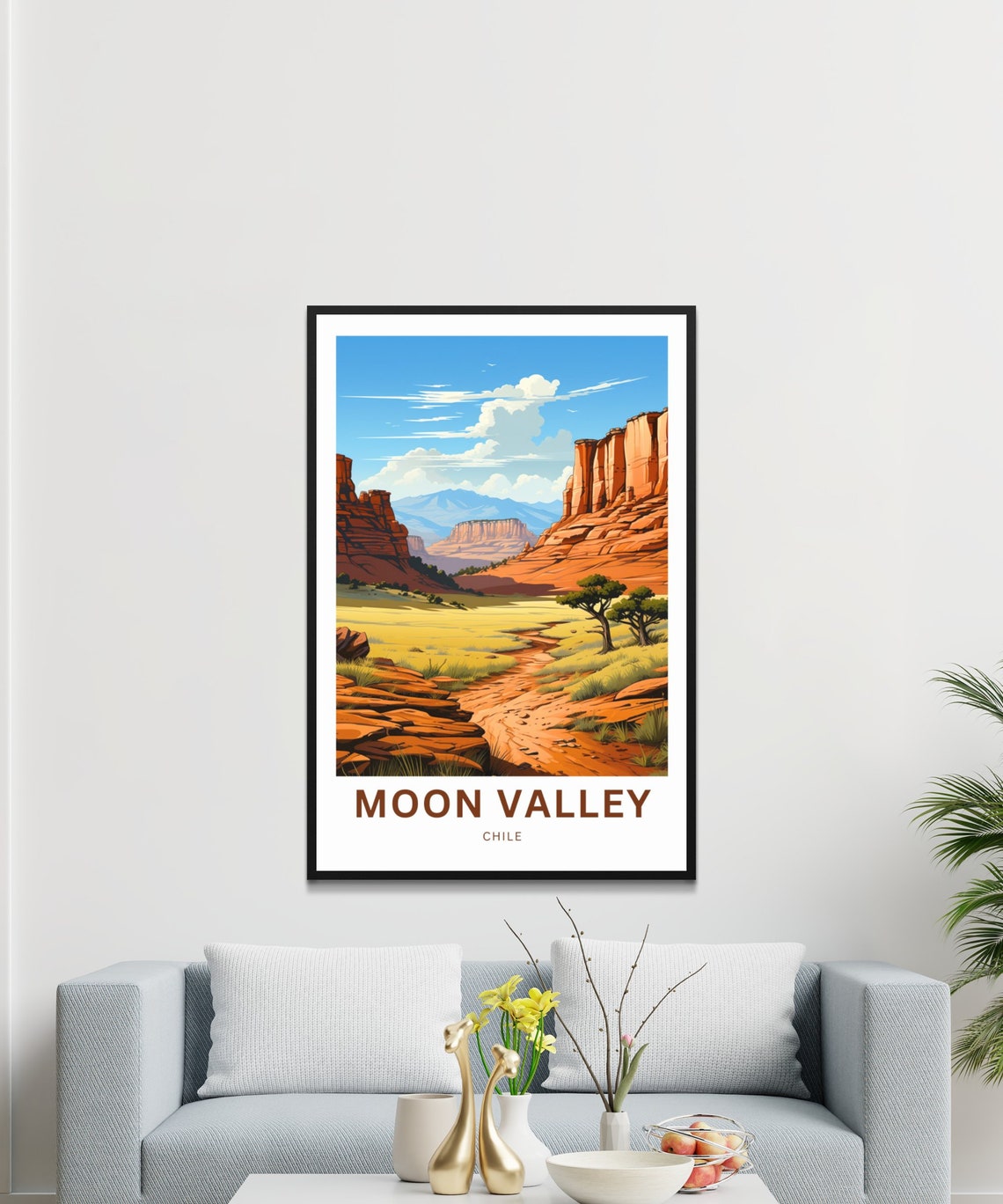 Personalized Moon Valley Chile Red Rock Cliffs Desert Trail Poster - Image 3