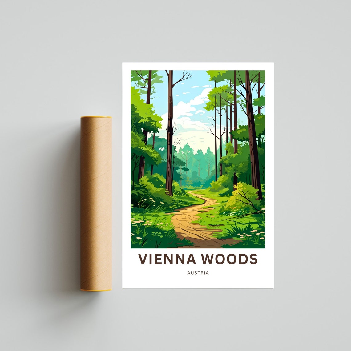 Personalized Vienna Woods Green Forest Trail Custom Name Poster - Image 2