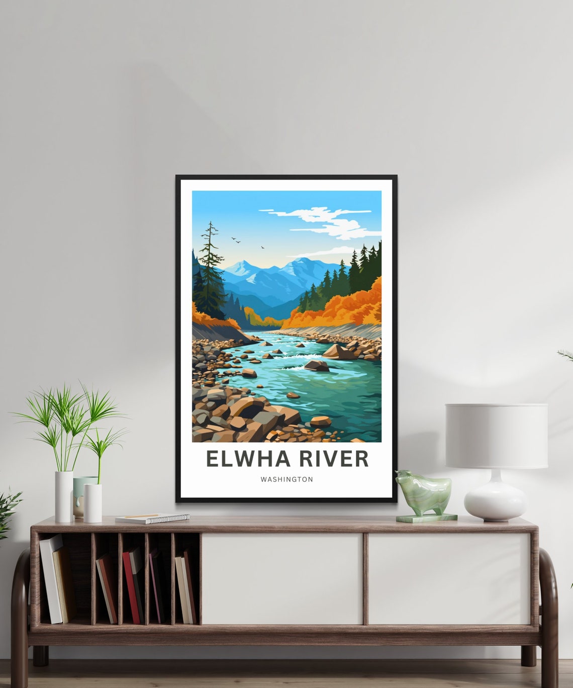 Elwha River Washington Autumn Rapids Orange Foliage Travel Poster - Image 2