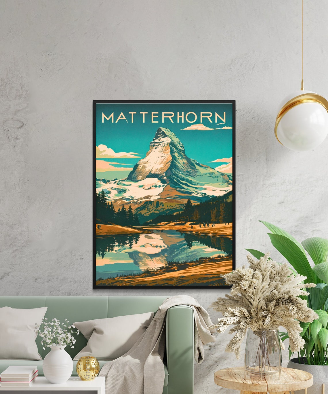 The Matterhorn Boardwalk Path Lakeside Reflection Alpine Poster - Image 2