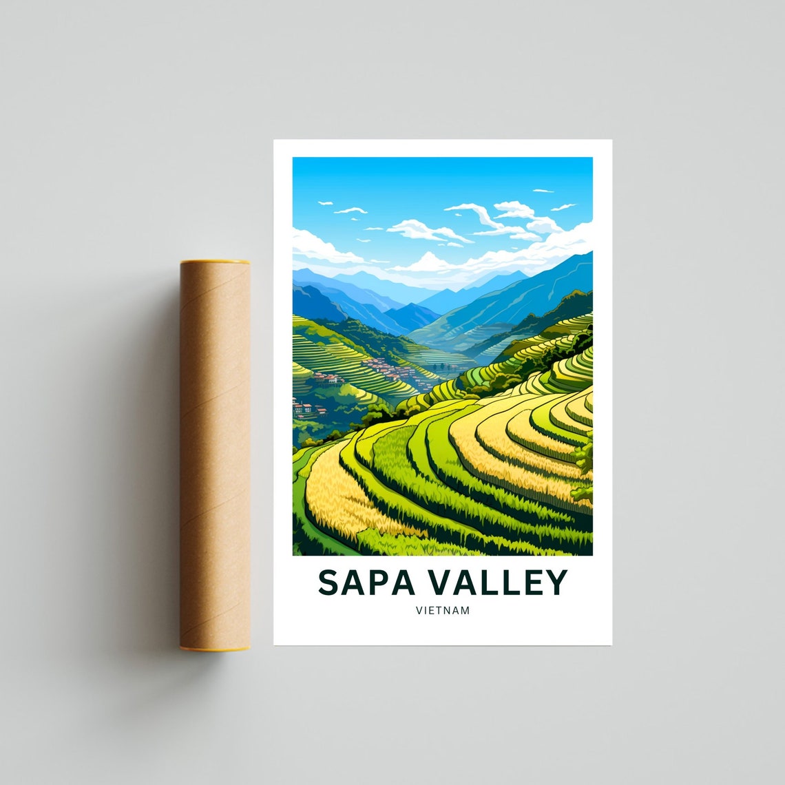Sapa Valley Vietnam Custom Name Rice Terraces Valley View Poster - Image 4