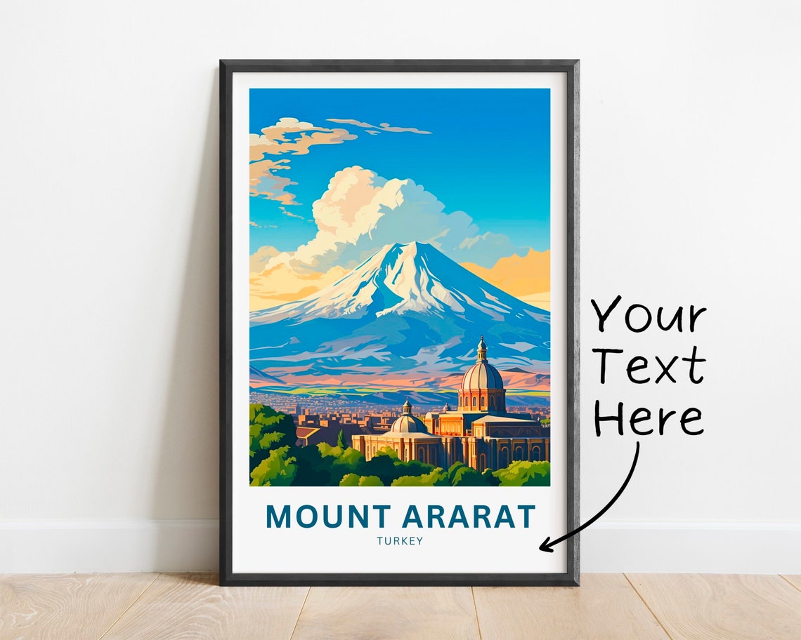 Personalized Mount Ararat Turkey Volcano View Custom Travel Poster