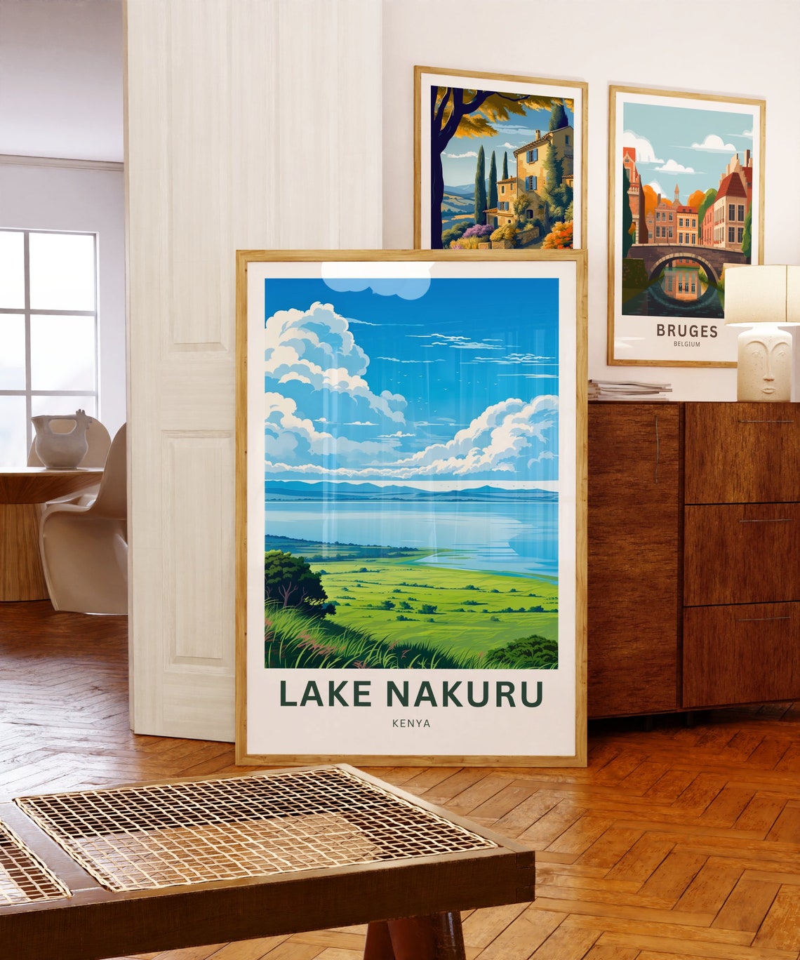 Lake Nakuru Kenya Scenic Dramatic Clouds Over Blue Lake Poster - Image 5