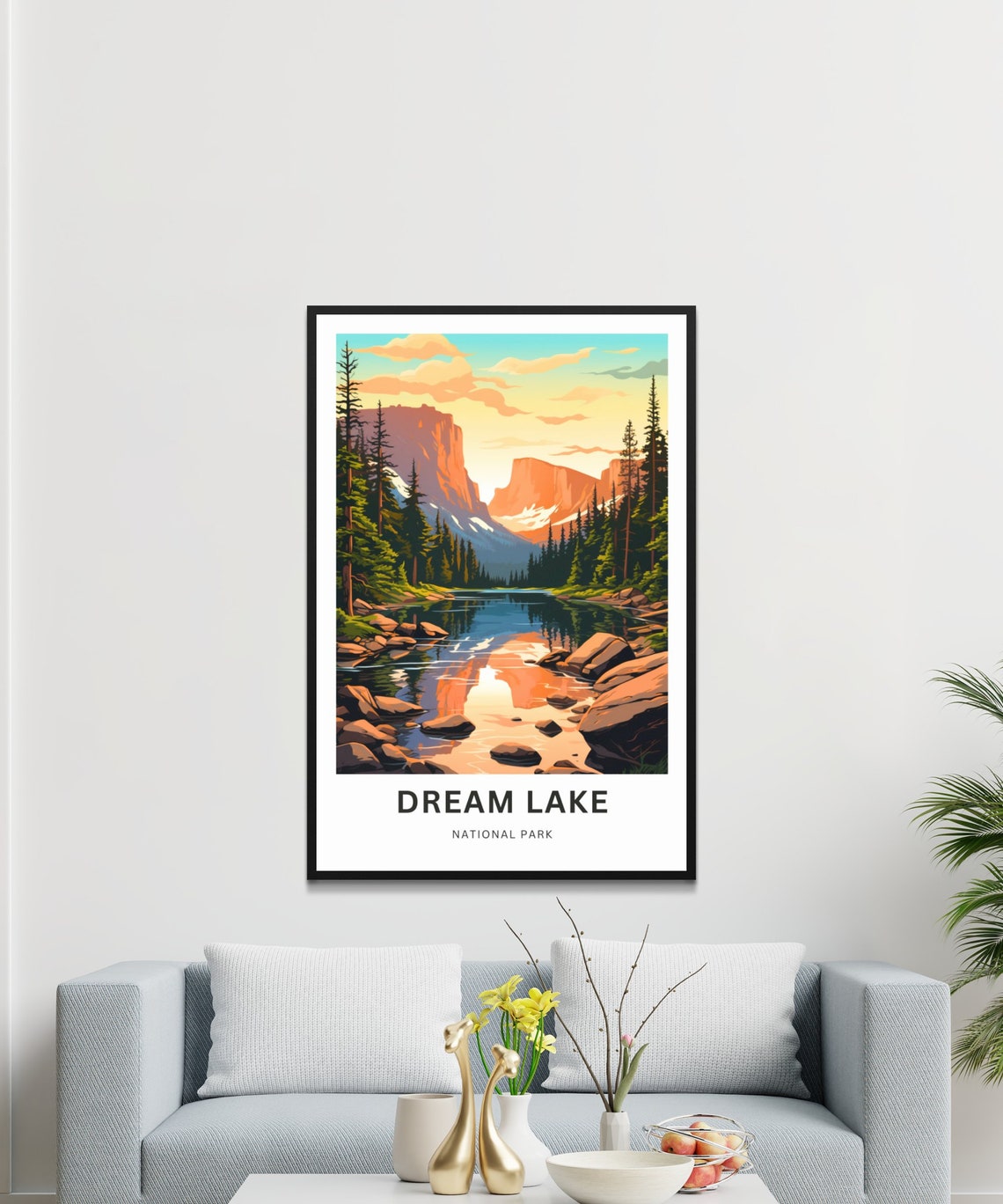 Dream Lake National Park Alpine Reflection Sunset Travel Poster - Image 3