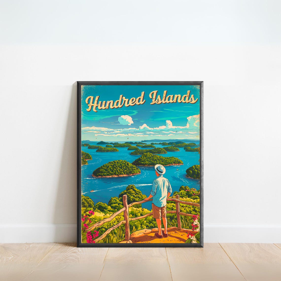 Hundred Islands Philippines Travel Poster Tropical Islands Sea View