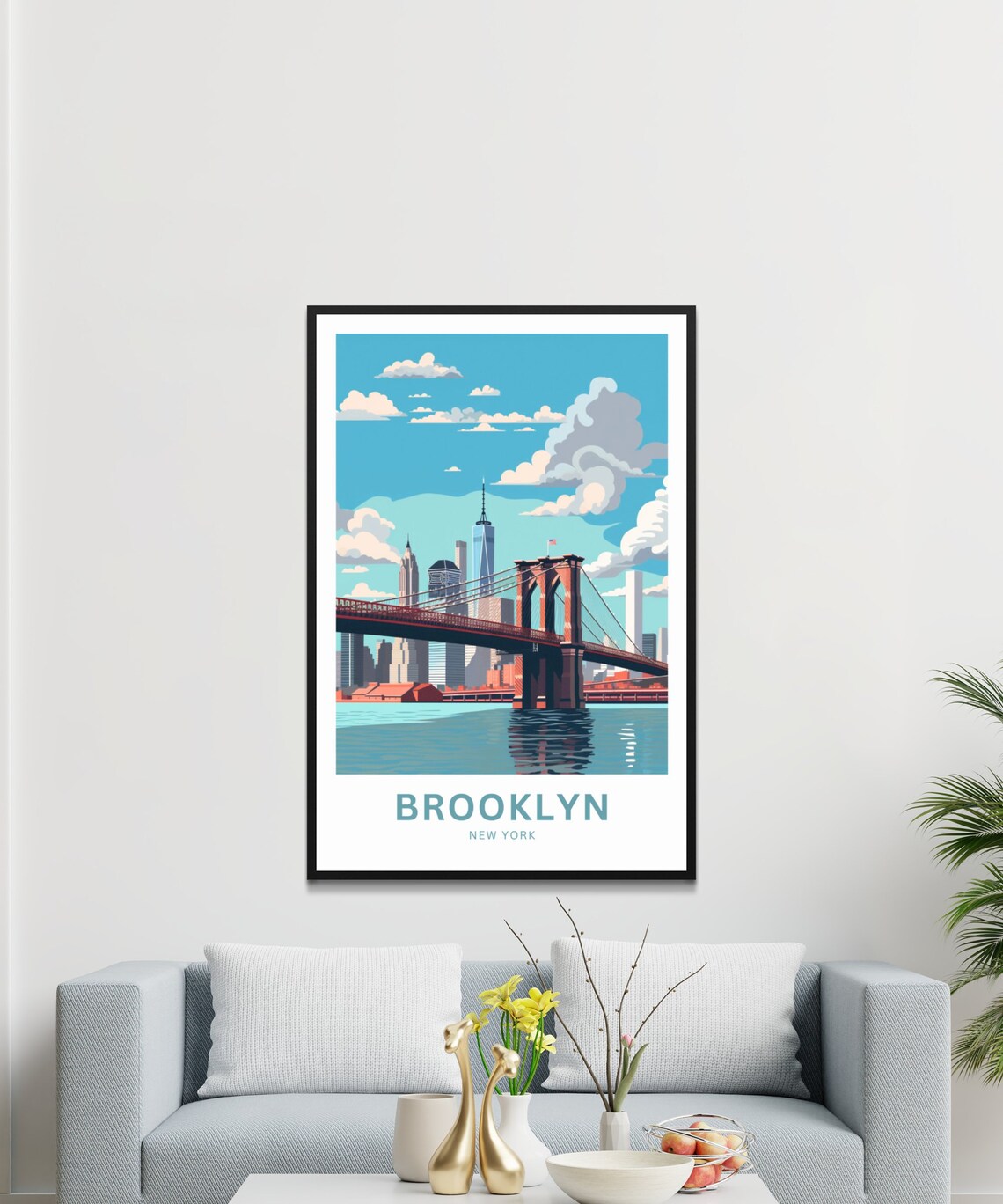 Personalized Brooklyn New York Bridge City Skyline Travel Poster - Image 3