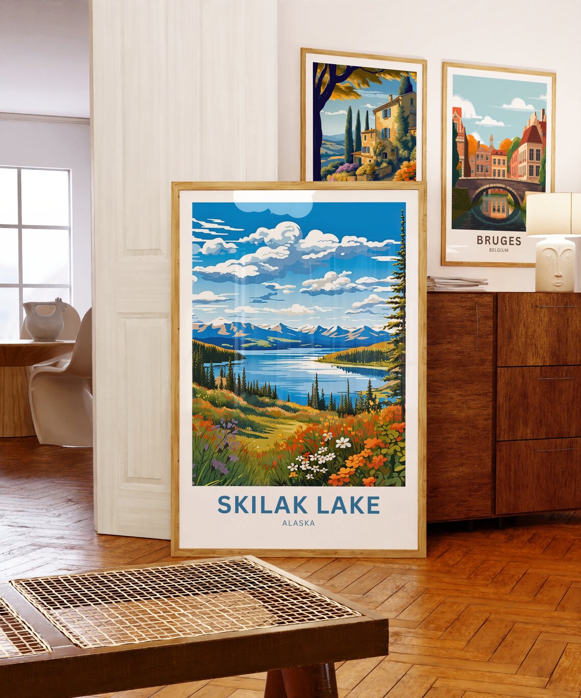 Skilak Lake Alaska Mountain Lake Wide Panorama Wildflower Poster - Image 5