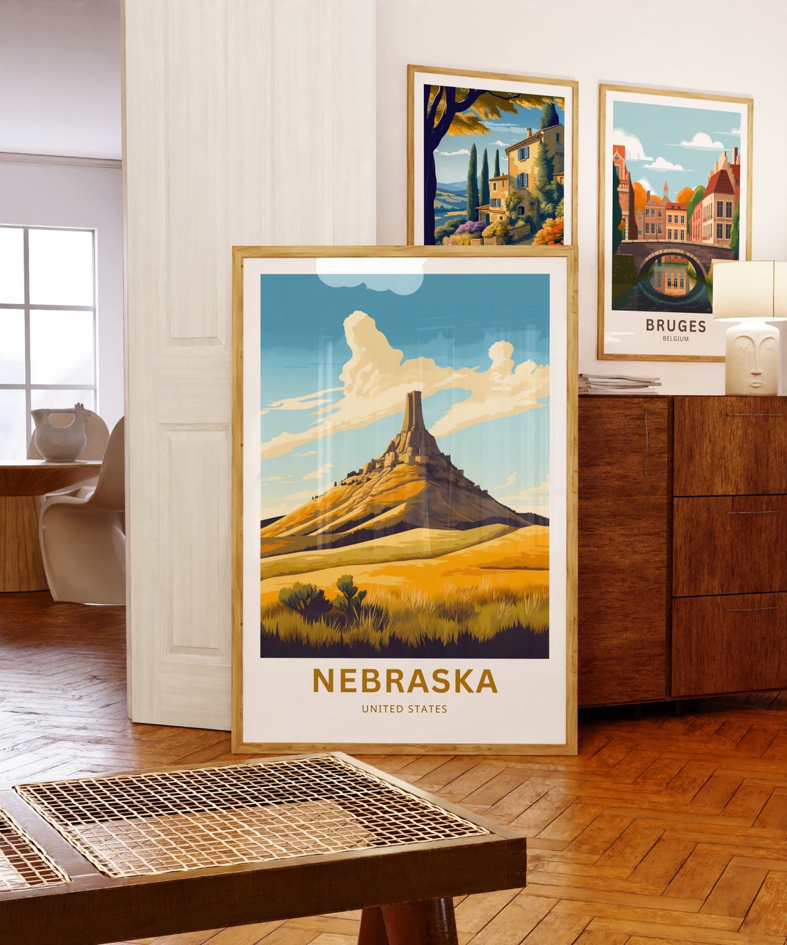 Nebraska Golden Prairie Chimney Rock Spire Custom Travel Poster - Image 5