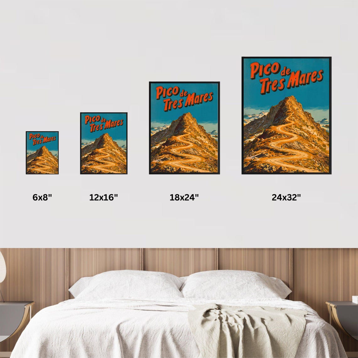 Pico de Tres Mares Vintage Mountain Peak Trail Retro Travel Poster - Image 3