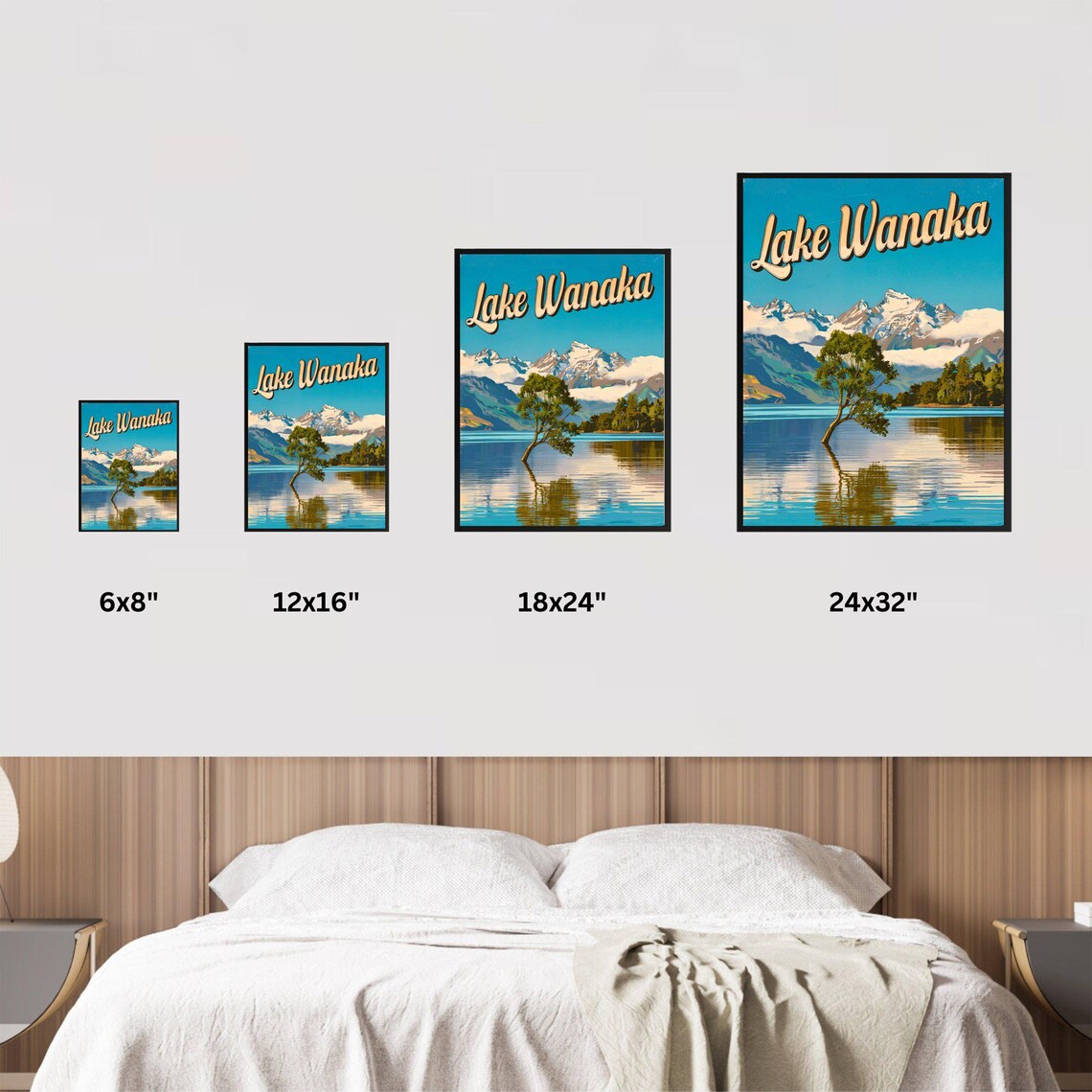 Lake Wanaka New Zealand Lonely Tree Mountain Lake Vintage Poster - Image 4