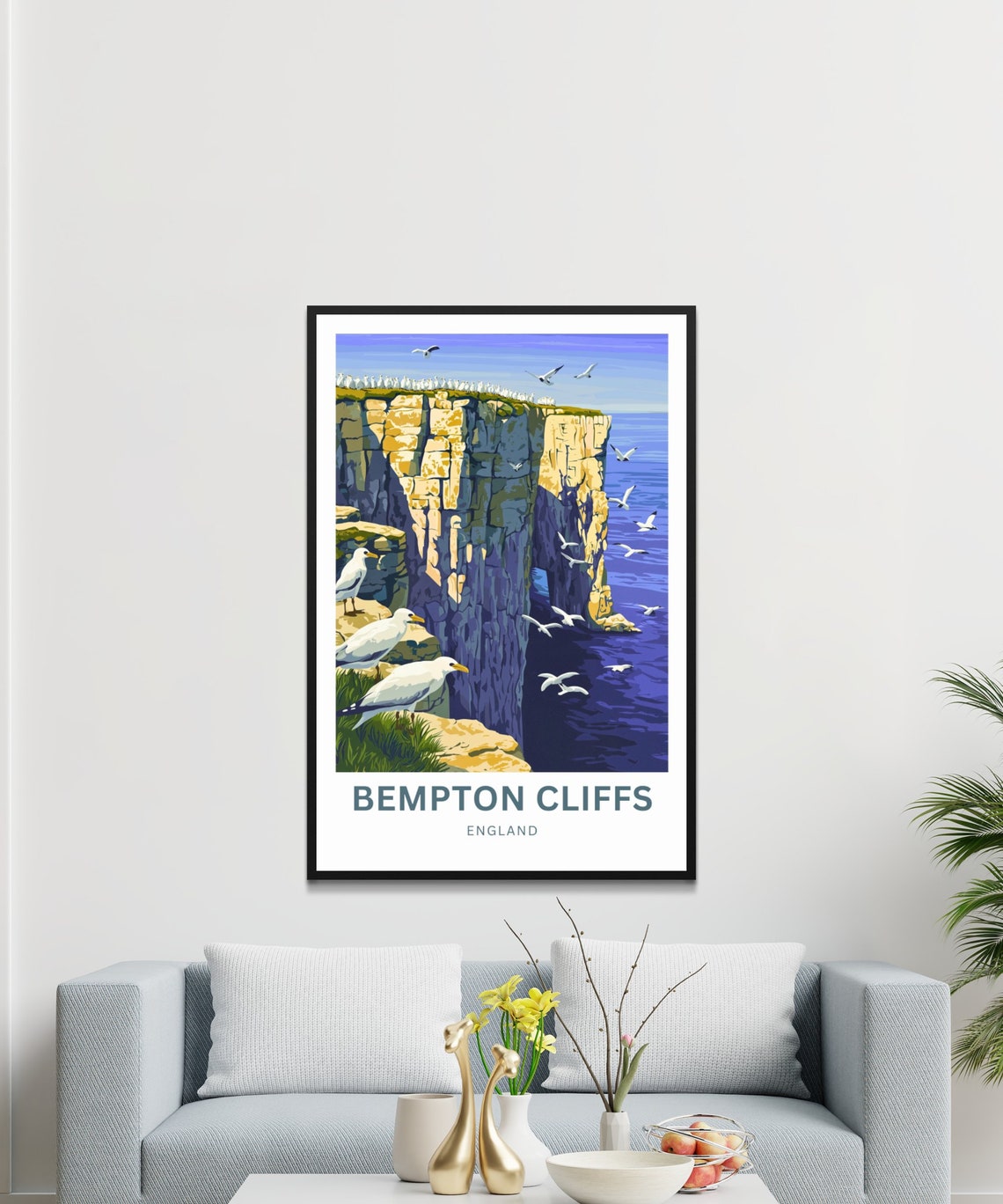 Bempton Cliffs England Chalk Cliffs Seabird Coast Travel Poster - Image 4