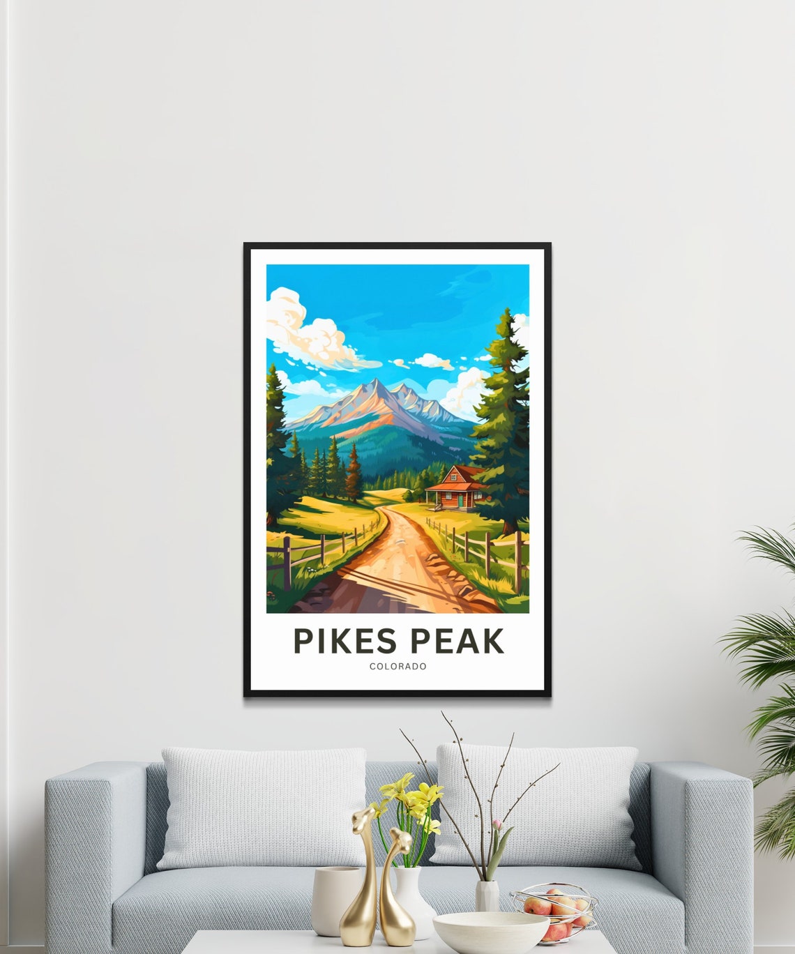 Pikes Peak Colorado Mountain Cabin Custom Text Travel Poster - Image 3