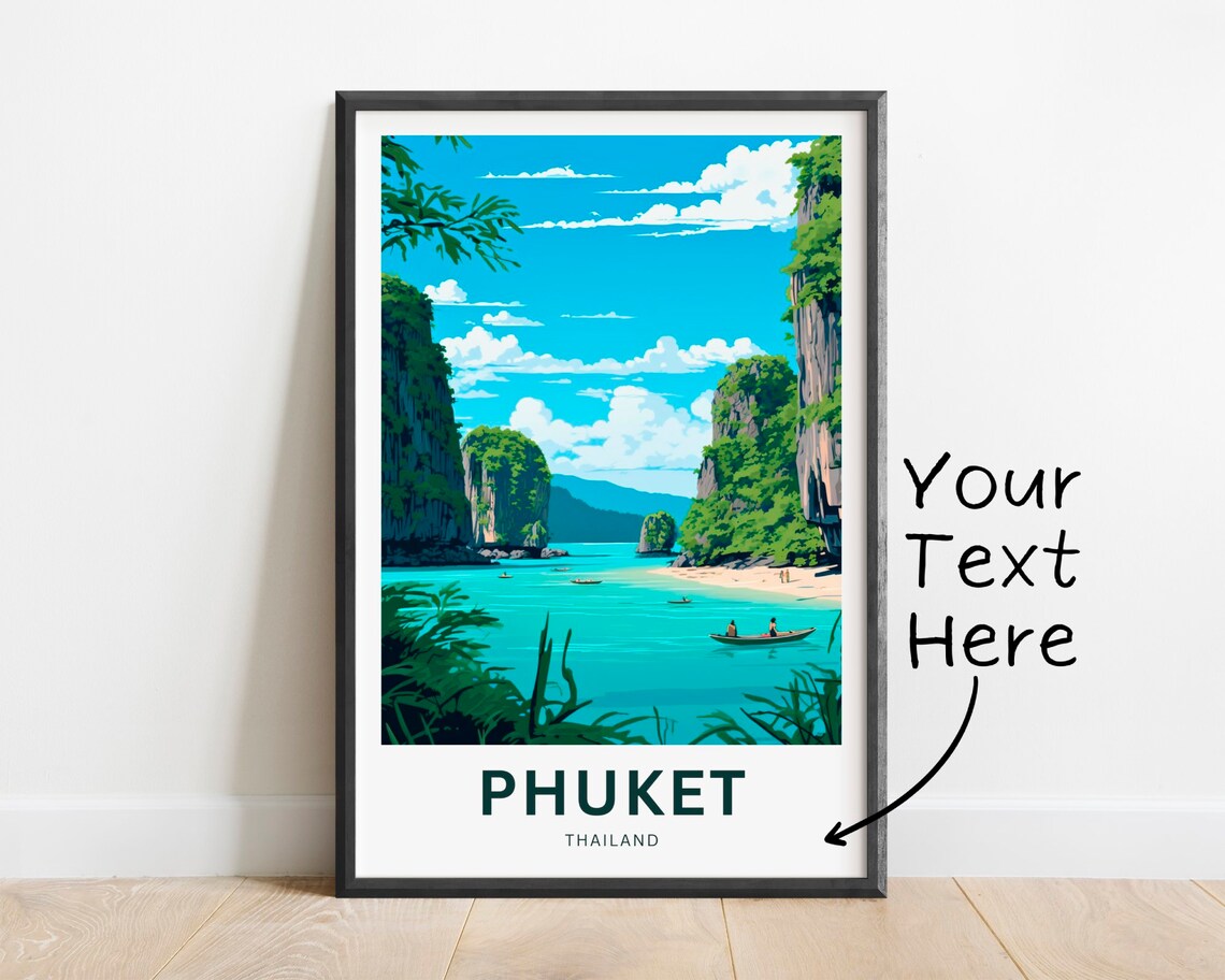 Personalized Phuket Thailand Karst Bay Custom Text Travel Poster