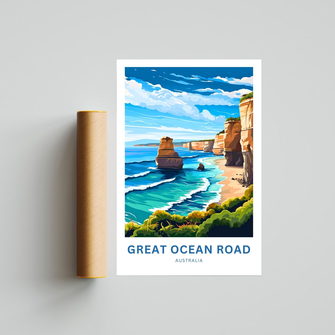 Great Ocean Road Australia Twelve Apostles Stacks Custom Text Poster - Image 4