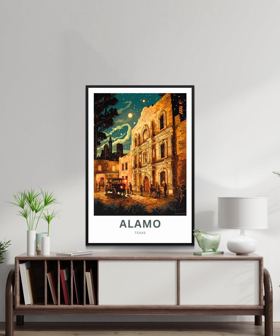 Alamo Texas Historic Night Mission San Antonio Travel Poster - Image 2