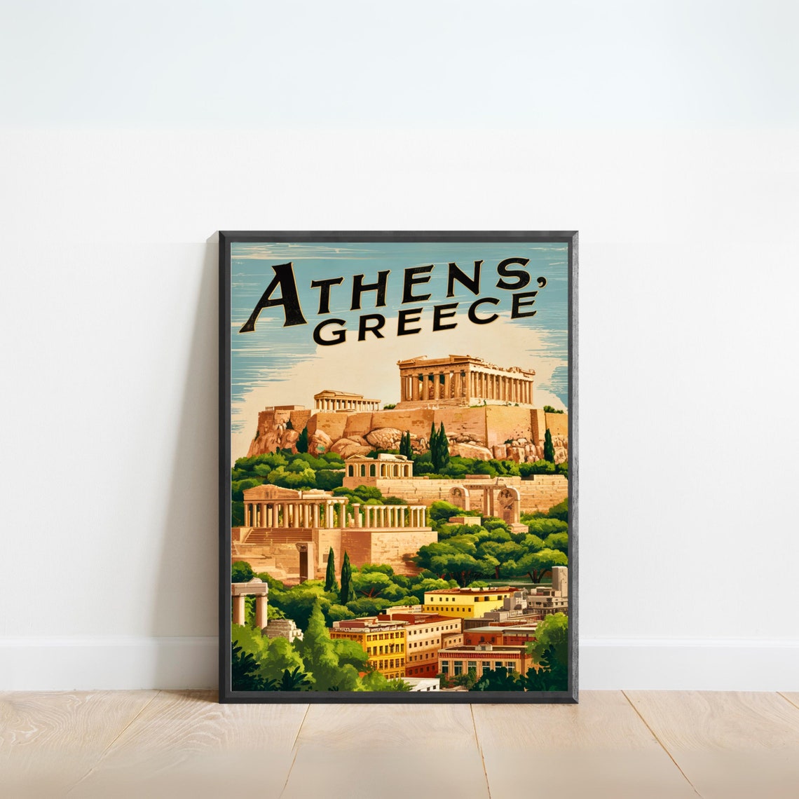 Athens Greece Acropolis Ancient Ruins Vintage Travel Poster Art