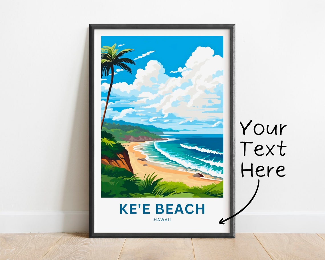 Ke'e Beach Hawaii Scenic Coastal Cove Cliff Sunset Style Poster